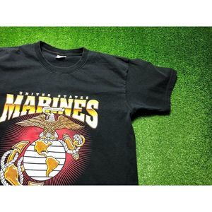 Vintage 90s United States Marines Men's Graphic Tee Size Large Black